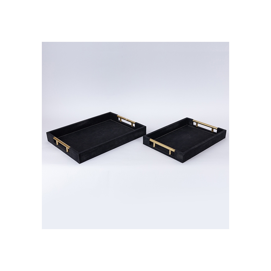 LOT 2x Plateau décoratif 40x30/34x24 cm noir