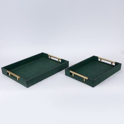 LOT 2x Plateau décoratif 40x30/34x24 cm vert