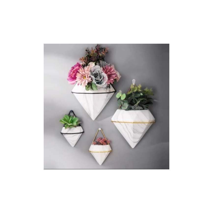 LOT 2x Pots de fleurs muraux SEMELA 23x20 cm doré