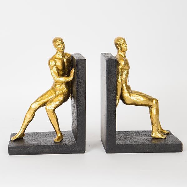 LOT 2x Serre-livre doré/noir