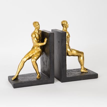 LOT 2x Serre-livre doré/noir