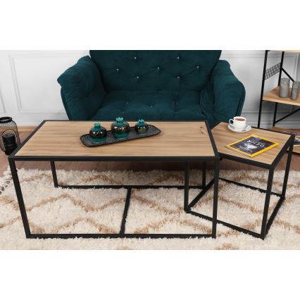 LOT 2x Table basse ATLANTIS marron/noir