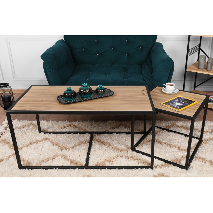 LOT 2x Table basse ATLANTIS marron/noir