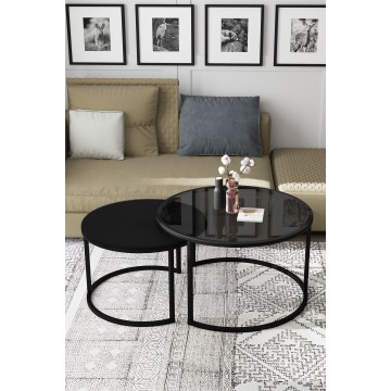 LOT 2x Table basse BORA d. 57/75 cm noir