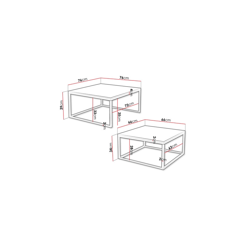 LOT 2x Table basse DUAL blanc/noir