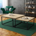LOT 2x Table basse DUAL doré chêne/noir