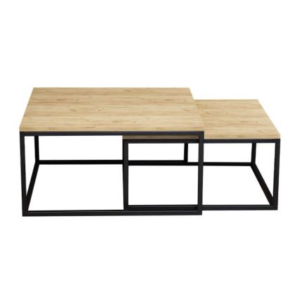 LOT 2x Table basse DUAL doré chêne/noir