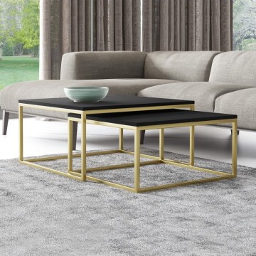 LOT 2x Table basse DUAL noir/doré