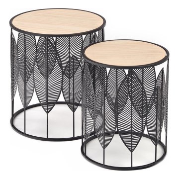 LOT 2x Table basse FOLLA d. 33/40 cm noir