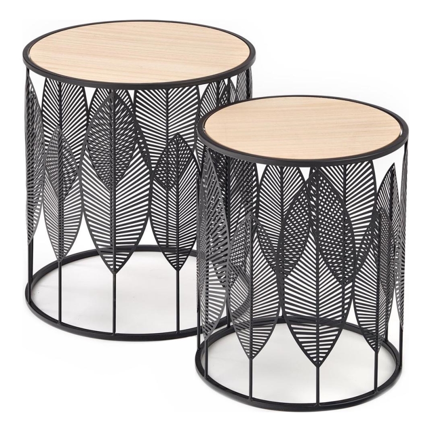 LOT 2x Table basse FOLLA d. 33/40 cm noir