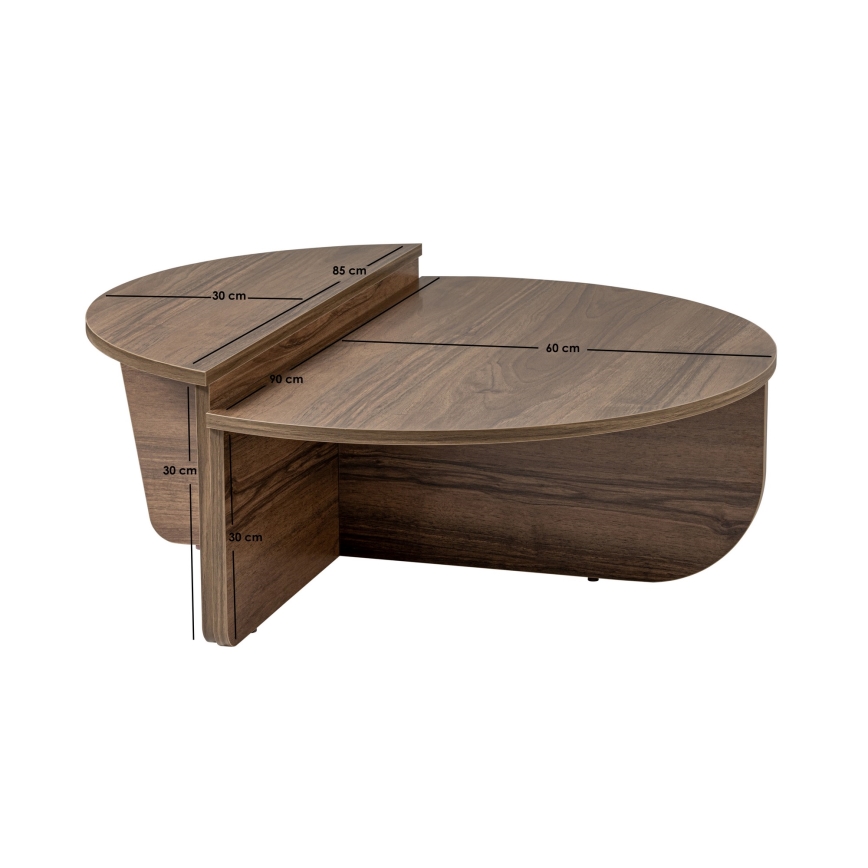 LOT 2x Table basse ORION noyer