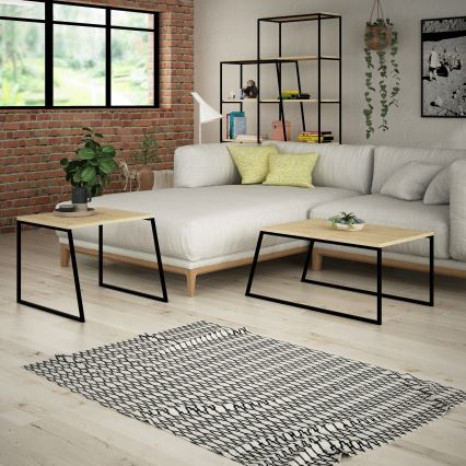 LOT 2x Table basse PAL beige/noir