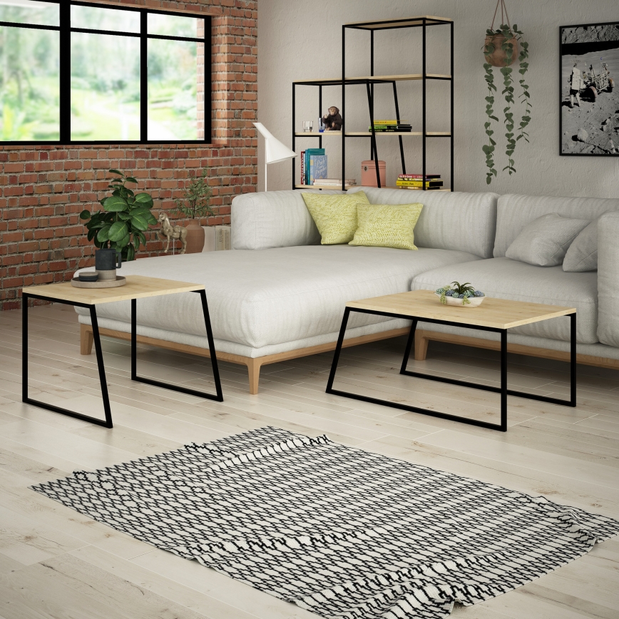 LOT 2x Table basse PAL beige/noir