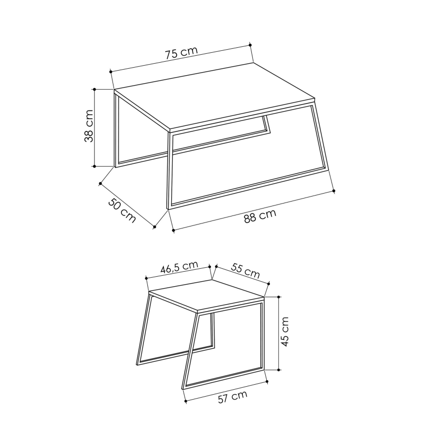 LOT 2x Table basse PAL beige/noir