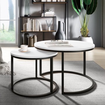 LOT 2x Table basse RABEN noir/blanc
