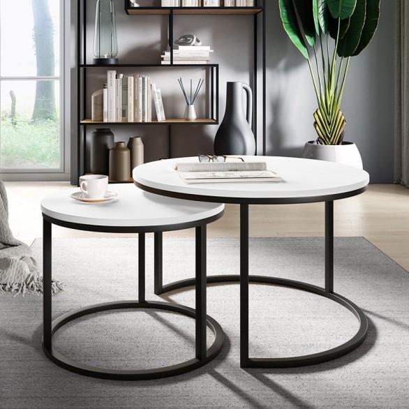 LOT 2x Table basse RABEN noir/blanc