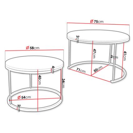LOT 2x Table basse RABEN noir/blanc