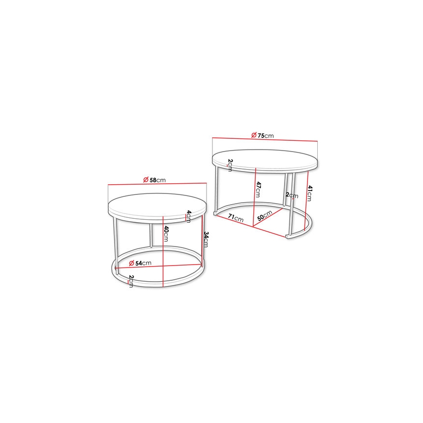 LOT 2x Table basse RABEN noir/blanc