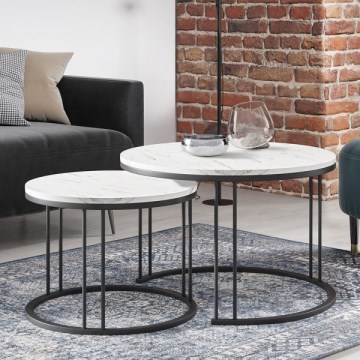 LOT 2x Table basse RAGNAR noir/blanc