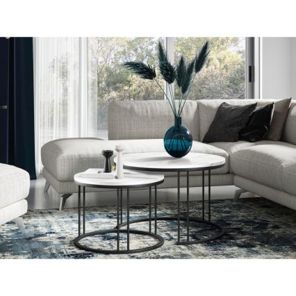 LOT 2x Table basse RAGNAR noir/blanc