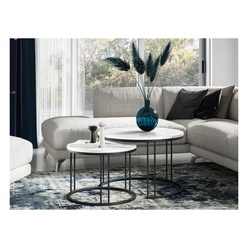 LOT 2x Table basse RAGNAR noir/blanc