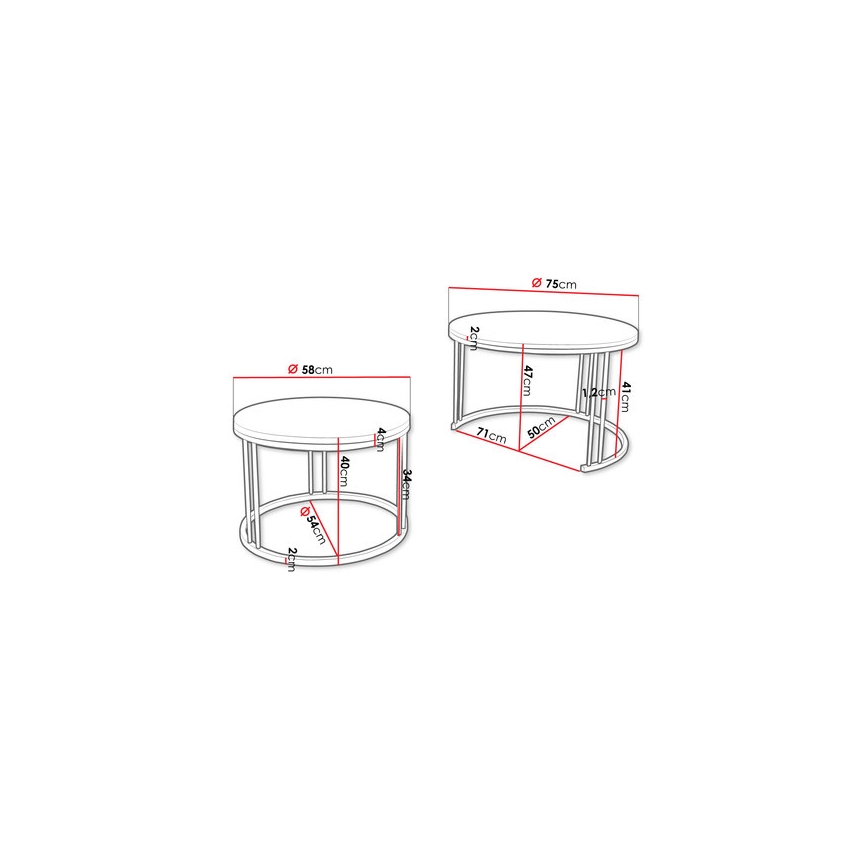LOT 2x Table basse RAGNAR noir/blanc