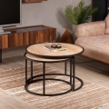 LOT 2x Table basse TAMBUR noir/beige