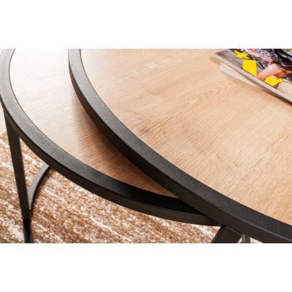 LOT 2x Table basse TAMBUR noir/beige