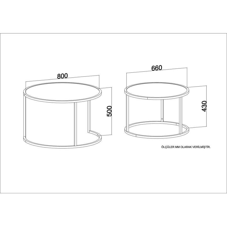 LOT 2x Table basse TAMBUR noir/beige