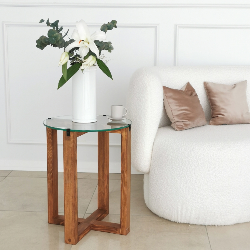 LOT 2x Table d'appoint AMALFI d. 40 cm marron/transparent