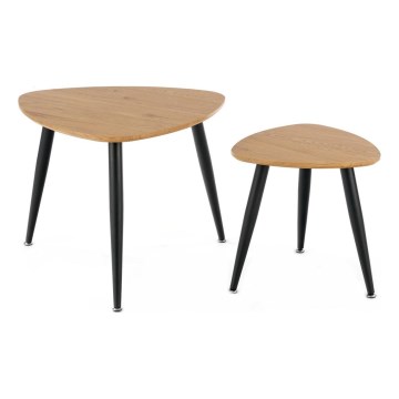 LOT 2x Table d'appoint NICEA d. 40/60 cm doré chêne/noir