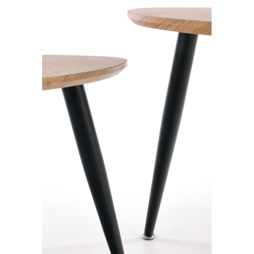 LOT 2x Table d'appoint NICEA d. 40/60 cm doré chêne/noir