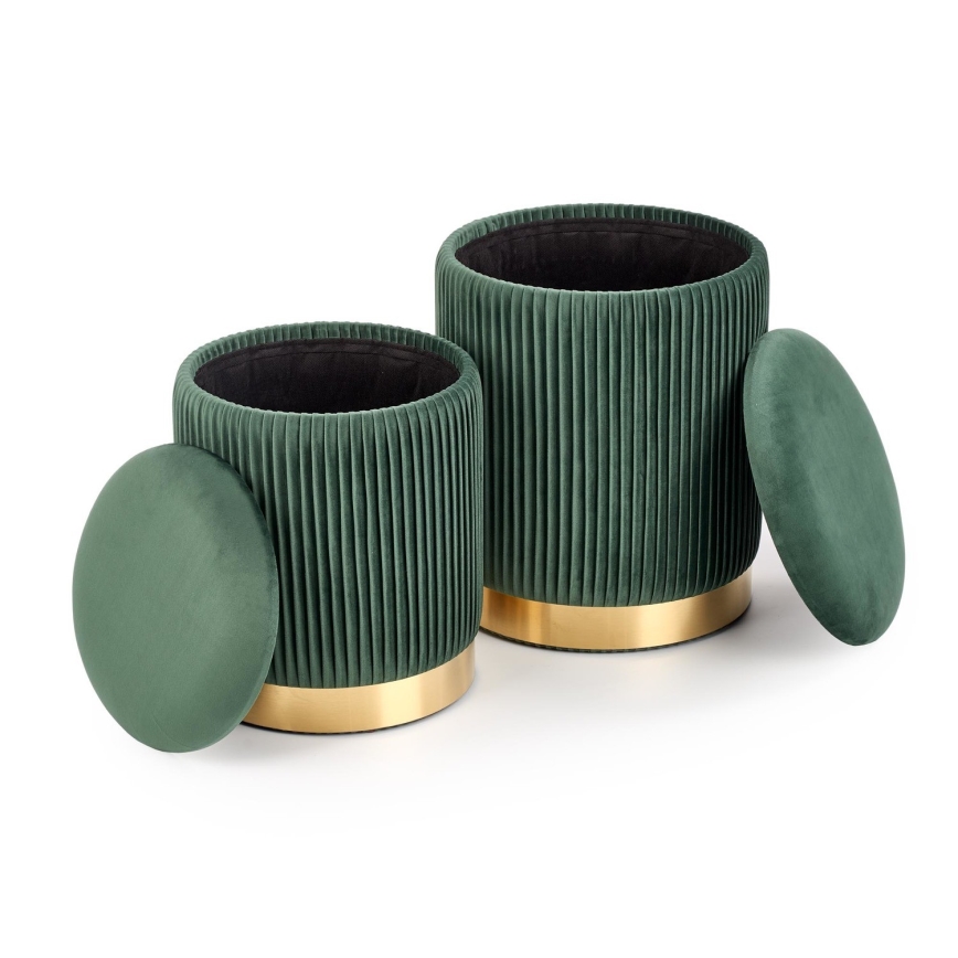 LOT 2x Tabouret MONTY d. 36/44 cm vert/doré