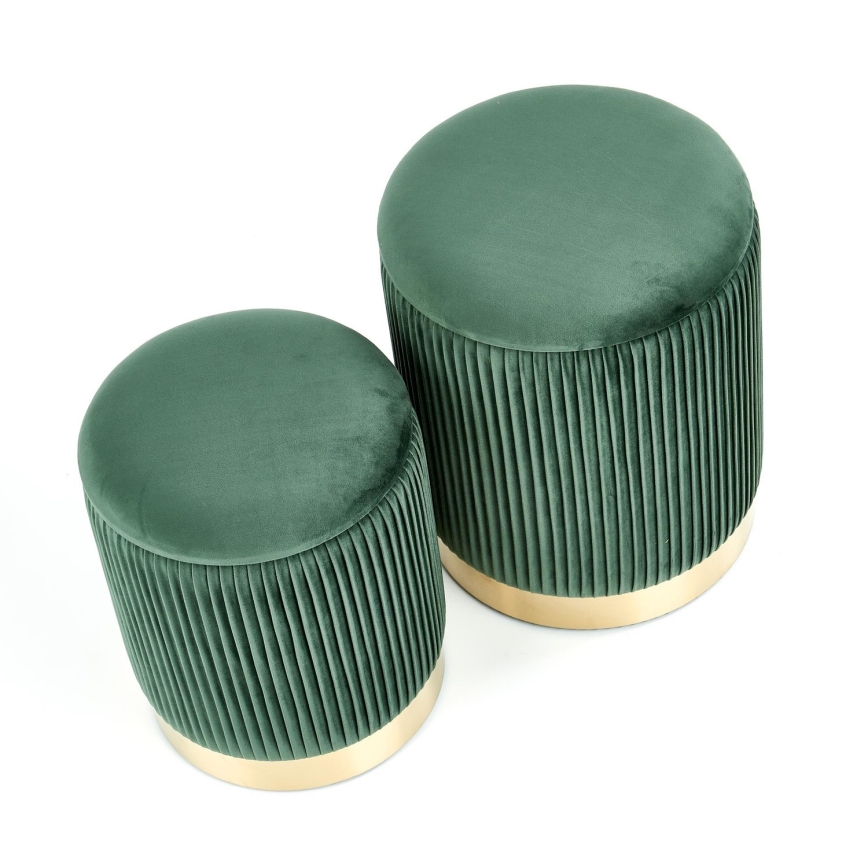LOT 2x Tabouret MONTY d. 36/44 cm vert/doré