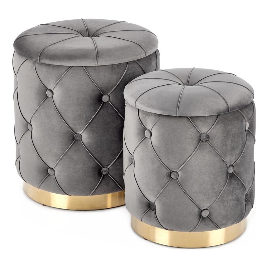 LOT 2x Tabouret POLLY d. 40/44 cm gris/doré