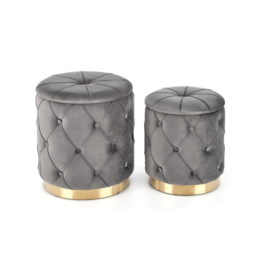 LOT 2x Tabouret POLLY d. 40/44 cm gris/doré