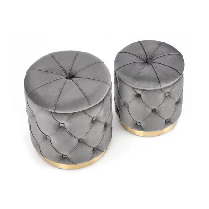 LOT 2x Tabouret POLLY d. 40/44 cm gris/doré