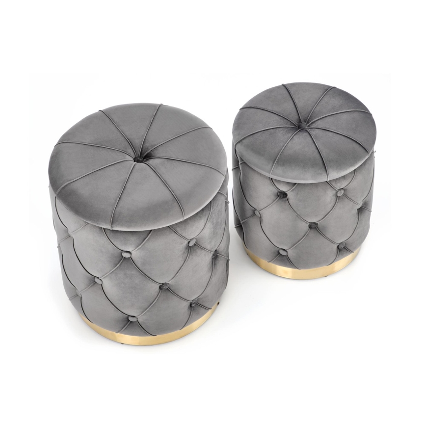 LOT 2x Tabouret POLLY d. 40/44 cm gris/doré