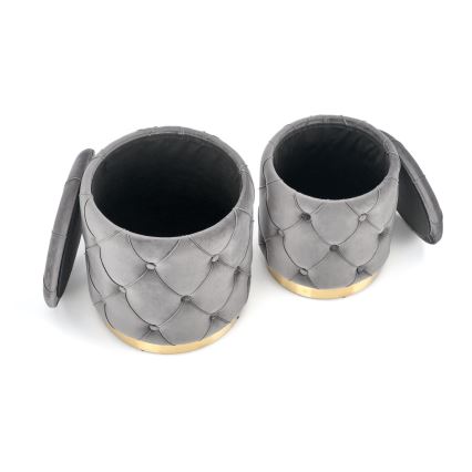 LOT 2x Tabouret POLLY d. 40/44 cm gris/doré