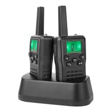 LOT 2x Talkie-walkie rechargeable avec lumière LED 1300 mAh portée 10 km
