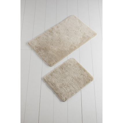 LOT 2x Tapis de salle de bains 60/100 cm beige