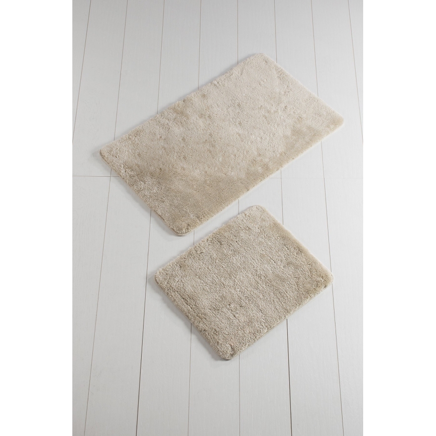 LOT 2x Tapis de salle de bains 60/100 cm beige
