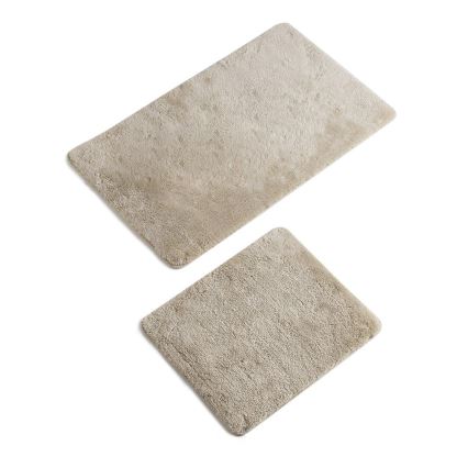 LOT 2x Tapis de salle de bains 60/100 cm beige