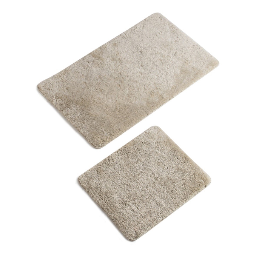 LOT 2x Tapis de salle de bains 60/100 cm beige
