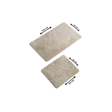 LOT 2x Tapis de salle de bains 60/100 cm beige