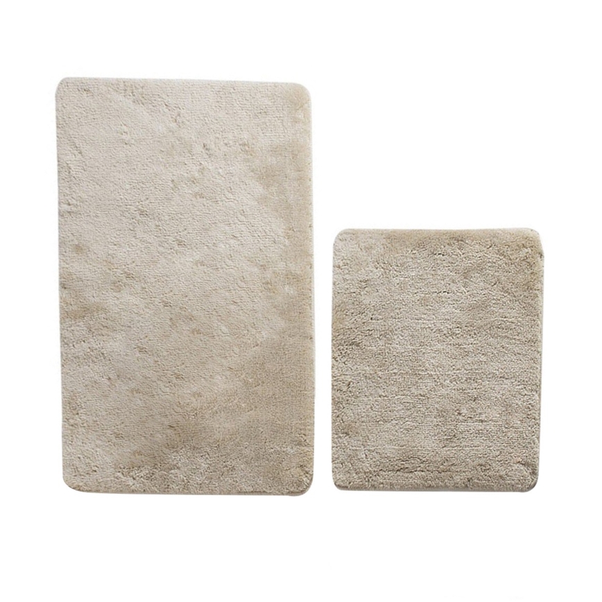 LOT 2x Tapis de salle de bains 60/100 cm beige
