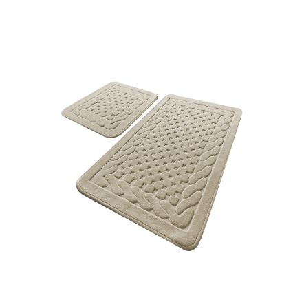 LOT 2x Tapis de salle de bains BAMBI 60/100 cm beige