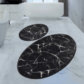 LOT 2x Tapis de salle de bains MARBLE 50x60/60x100 cm noir