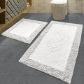 LOT 2x Tapis de salle de bains PIANTE 60/100 cm blanc