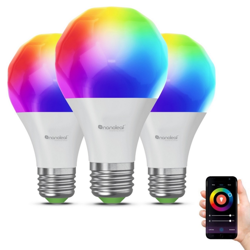 LOT 3x Ampoule à intensité variable LED RGBW ESSENTIALS A60 E27/8,5W/230V CRI 90 2700-6500K Wi-Fi - Nanoleaf
